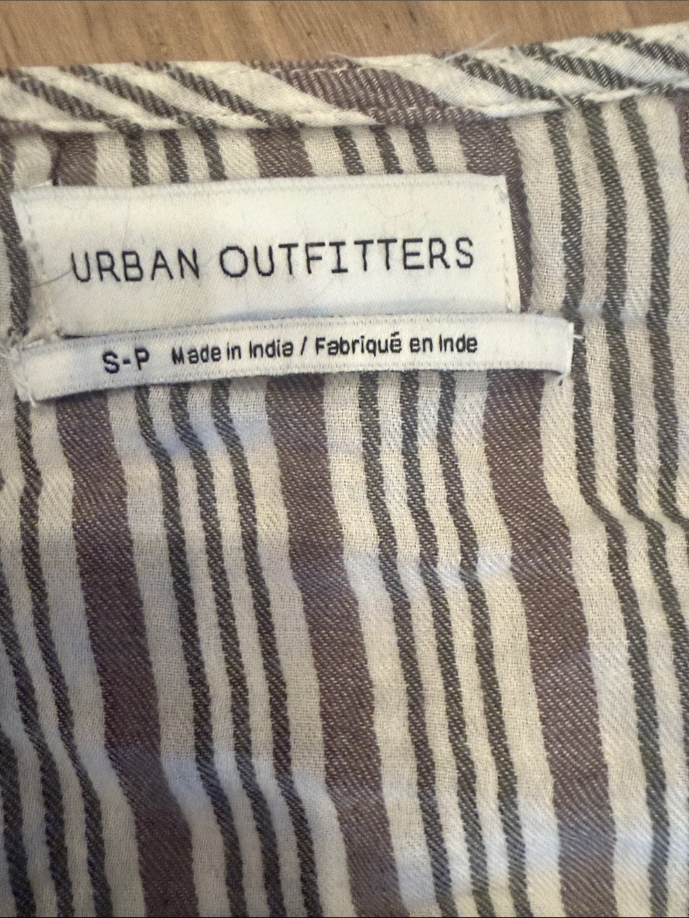 Urban Outfitters gray and white Striped Wrap Crop Top - Picture 3 of 5